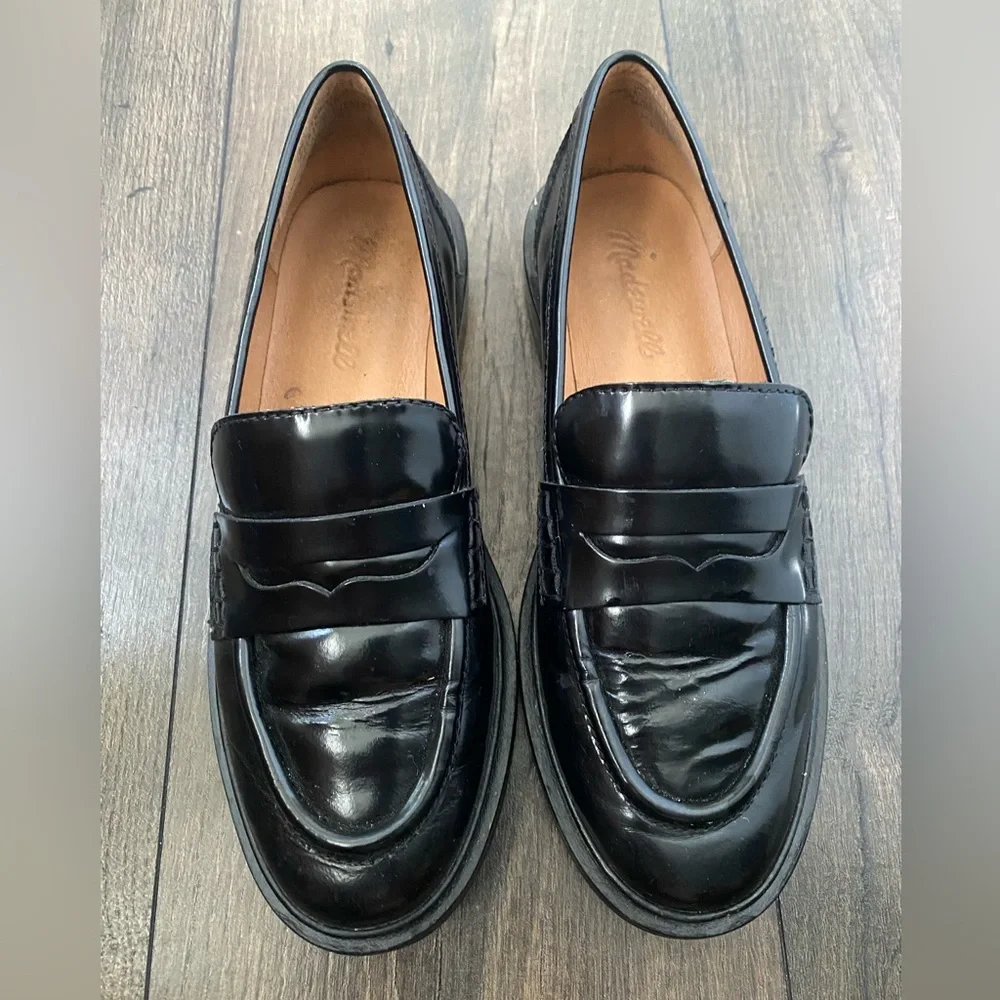 Madewell Black Patent Leather Penny-Style Loafers